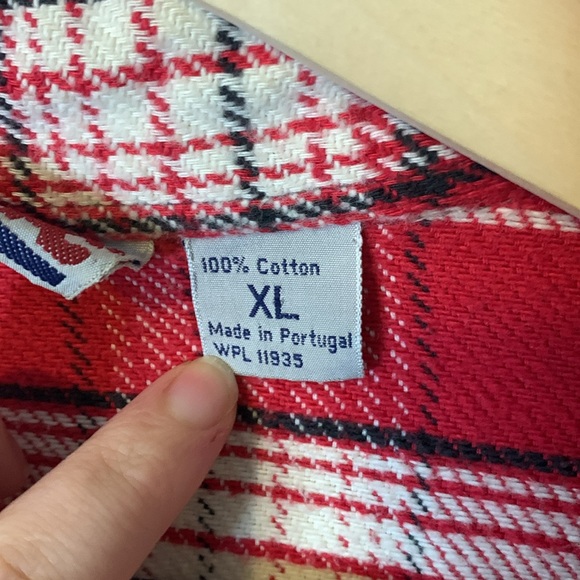 Big Mac Red White Flannel Button Down Lightweight Shacket Size Extra Large - Picture 3 of 5
